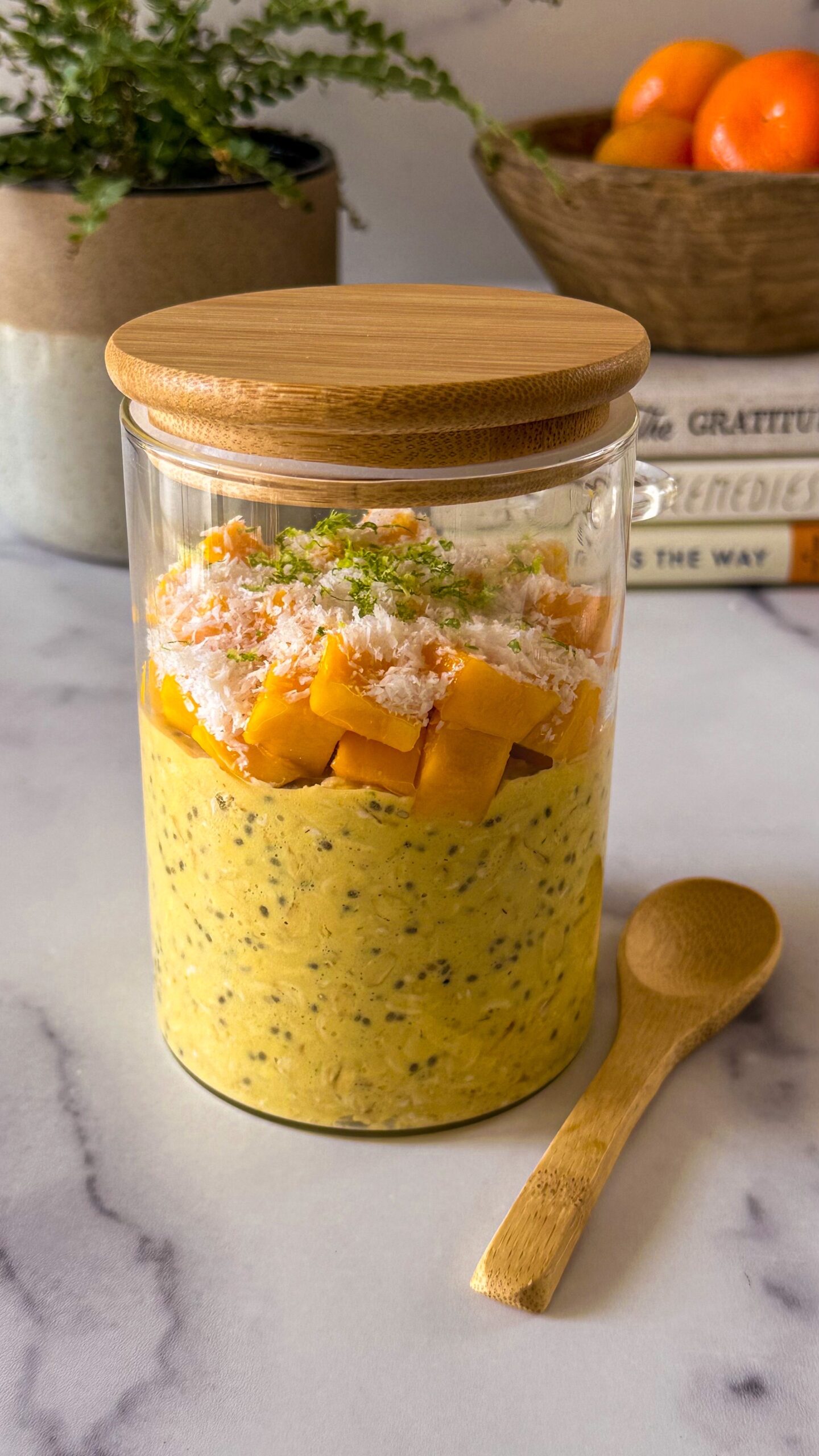 Vibrant Mango Lime Chia Seed Overnight Oats Vegan Gluten Free