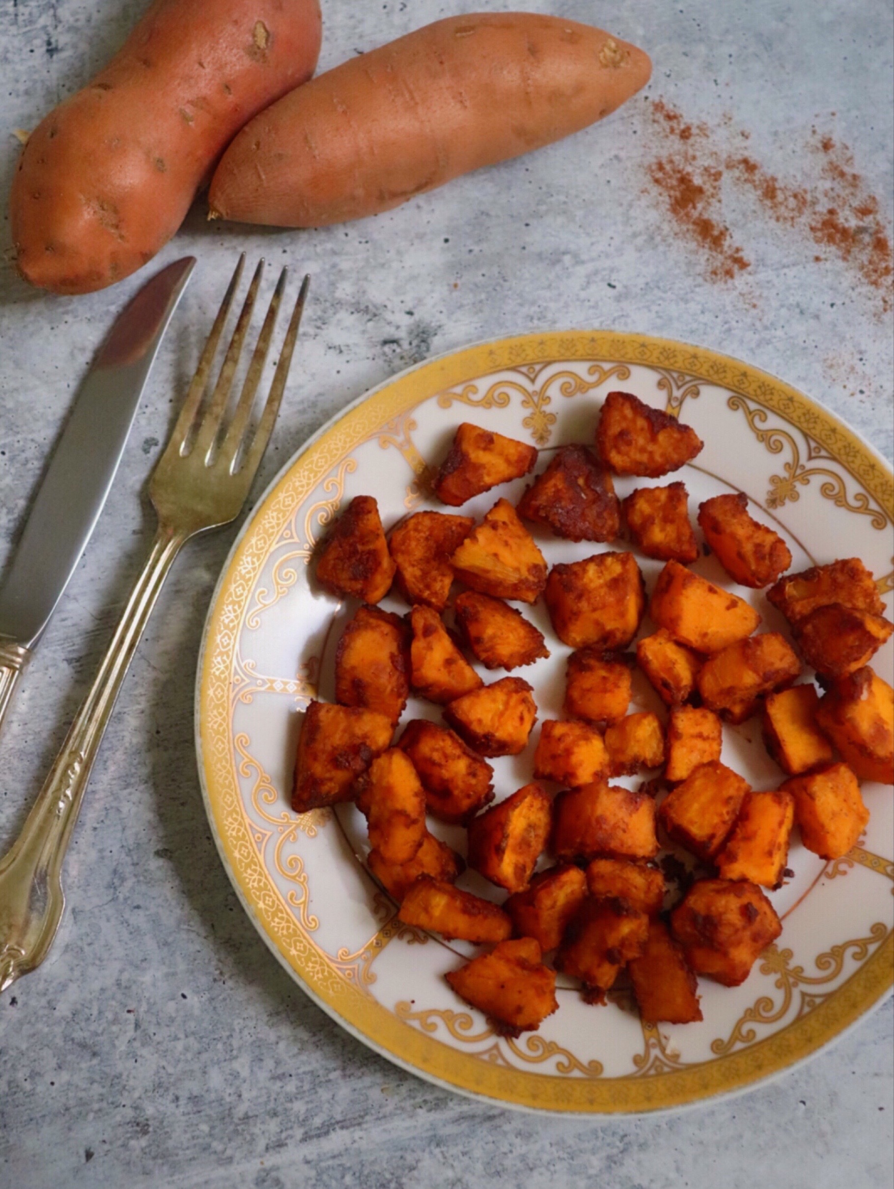 cinnamon sugar roasted sweet potatoes 