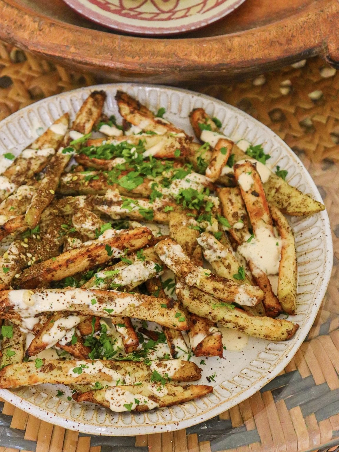 Zaatar Fries with Tahini Sauce - Justine Cooks Vegan