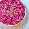 pink princess cabbage salad with creamy beet dressing