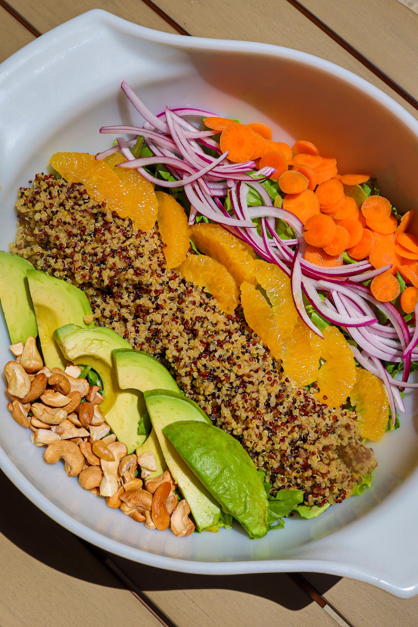 arugula quinoa salad with orange poppyseed dressing