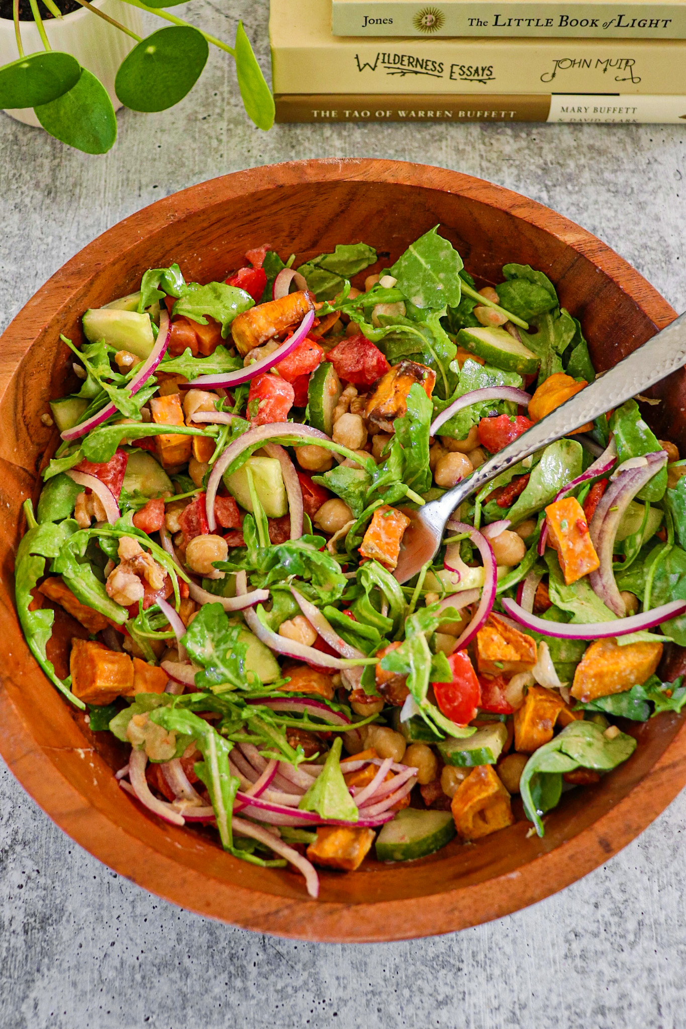 Meal Prep Salad with Orange Tahini Dressing - Grateful Grazer