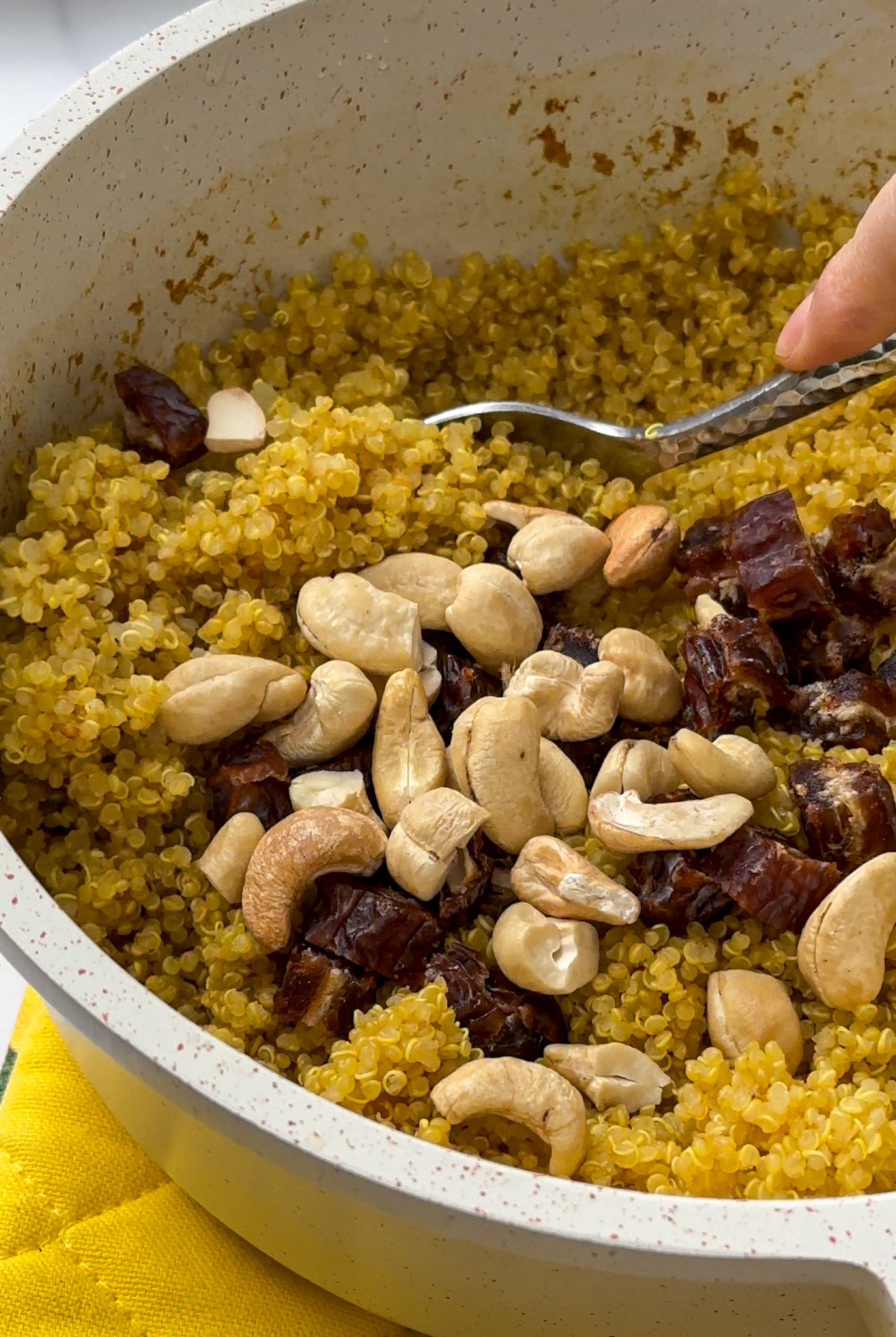 turmeric quinoa with dates and roasted cashews
