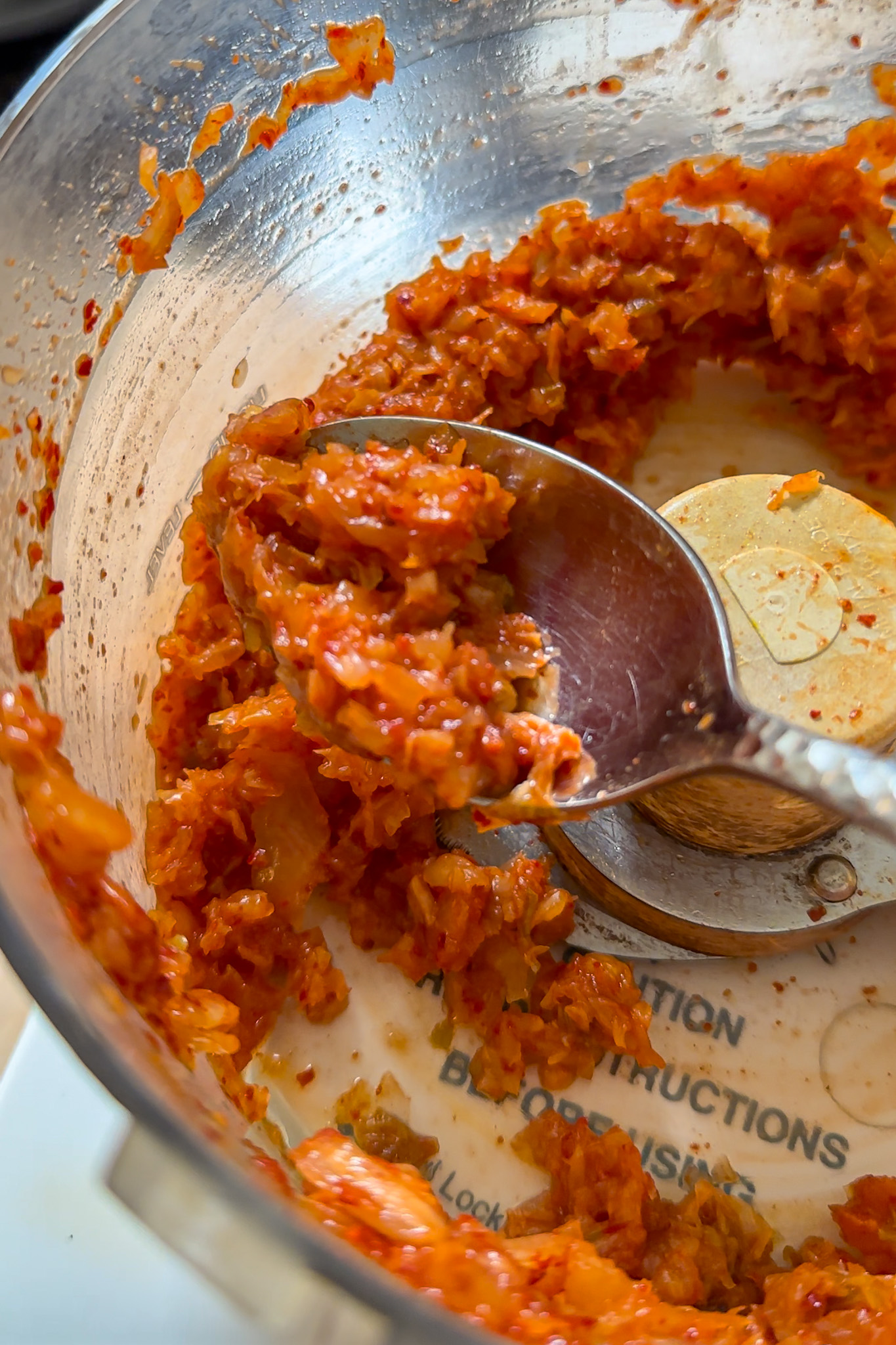 vegan kimchi in food processor