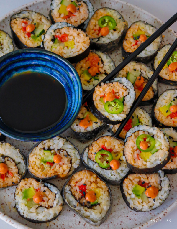 vegan "tuna" sushi rolls with "tempura" option